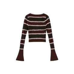 Via Pitti Color Blocked Logo Embroidery Flocking Top Reddish Brown