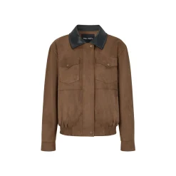 Via Pitti Color Blocked Suede Padded Jacket Brown