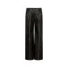 Via Pitti Cross Waist Distressed Leather Pants Black