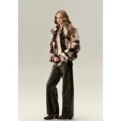 Via Pitti Cross Waist Distressed Leather Pants Black