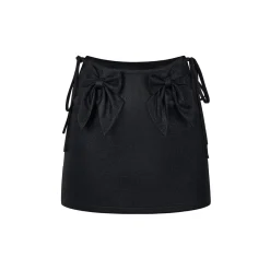 Via Pitti 3D Bow-Knot Drawstring Skirt Black