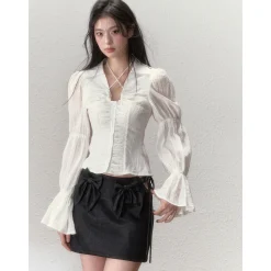 Via Pitti 3D Bow-Knot Drawstring Skirt Black