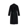 Via Pitti 3D Rose Brooch Double-Breasted Coat Black