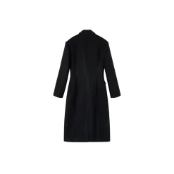 Via Pitti 3D Rose Brooch Double-Breasted Coat Black
