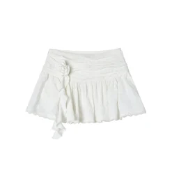 Via Pitti Detachable 3D Lace Rose Mini Skirt White