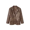 Via Pitti Distressed Heavy Washed Leather Jacket Brown