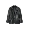Via Pitti Distressed Heavy Washed Leather Jacket Black