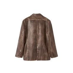 Via Pitti Distressed Heavy Washed Leather Jacket Brown