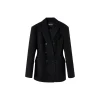 Via Pitti Double-Breasted Woolen Coat Black