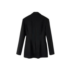 Via Pitti Double-Breasted Woolen Coat Black