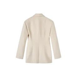 Via Pitti Double-Breasted Woolen Coat Cream