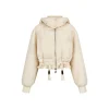 Via Pitti Drawstring Waist Fluffy Sleeve Down Jacket