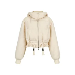 Via Pitti Drawstring Waist Fluffy Sleeve Down Jacket