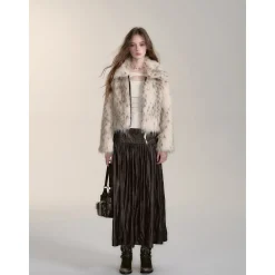 Via Pitti Eco-Fur Short Lapel Jacket Apricot