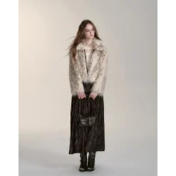 Via Pitti Eco-Fur Short Lapel Jacket Apricot