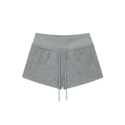 Via Pitti Elastic-Waist Drawstring Shorts Gray