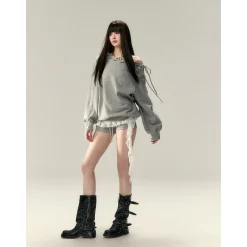 Via Pitti Elastic-Waist Drawstring Shorts Gray