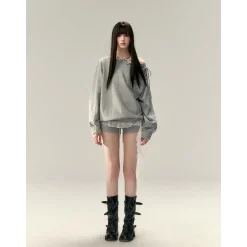 Via Pitti Elastic-Waist Drawstring Shorts Gray