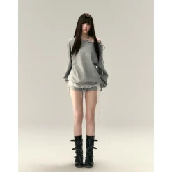Via Pitti Elastic-Waist Drawstring Shorts Gray