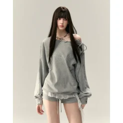 Via Pitti Elastic-Waist Drawstring Shorts Gray