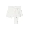 Via Pitti Fake-2-Piece Patchwork Tie Skirt White