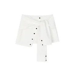 Via Pitti Fake-2-Piece Patchwork Tie Skirt White