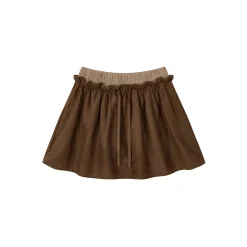 Via Pitti Fake-2-Piece Suede Short Skirt Brown