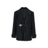 Via Pitti Fake-2-Piece Thicken Fleece Blazer Black