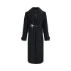 Via Pitti Fake-2-Piece Thicken Long Fleece Coat Black