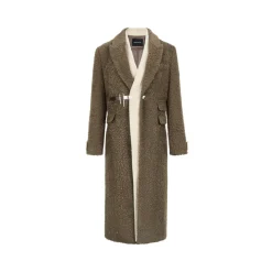Via Pitti Fake-2-Piece Thicken Long Fleece Coat Brown