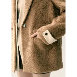 Via Pitti Fake-2-Piece Thicken Fleece Blazer Brown