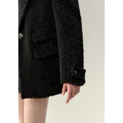 Via Pitti Fake-2-Piece Thicken Fleece Blazer Black