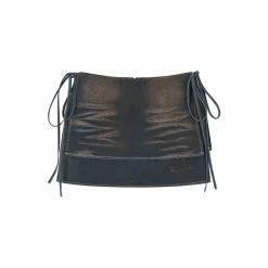 Via Pitti Fake-2-Piece Tie Denim Skirt