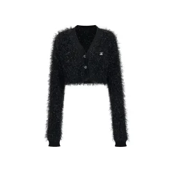 Via Pitti Fluffy Shiner Short Cardigan Black