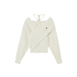 Via Pitti Halter Straps Crossed Knit Top White