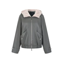 Via Pitti Heavy Eco-Fur Pu Leather Jacket Gray