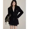 Via Pitti Heavy Patchwork Waisting Mid-Length Coat Black