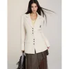 Via Pitti Heavy Patchwork Waisting Mid-Length Coat Beige