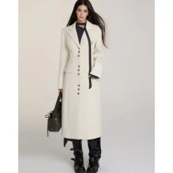 Via Pitti Heavy Patchwork Waisting Long Coat Beige