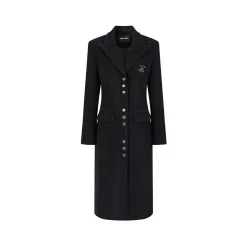 Via Pitti Heavy Patchwork Waisting Long Coat Black