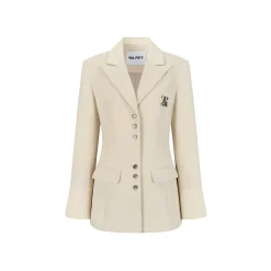 Via Pitti Heavy Patchwork Waisting Mid-Length Coat Beige