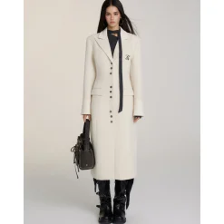Via Pitti Heavy Patchwork Waisting Long Coat Beige
