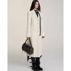 Via Pitti Heavy Patchwork Waisting Long Coat Beige