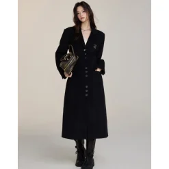 Via Pitti Heavy Patchwork Waisting Long Coat Black