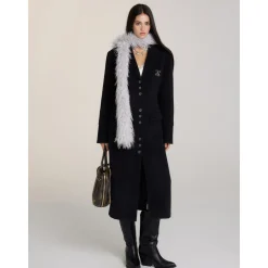 Via Pitti Heavy Patchwork Waisting Long Coat Black