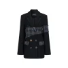 Via Pitti Heavy Plaid Patchwork Mid-Length Coat Black