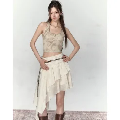 Via Pitti Heavy Rose Irregular Patchwork Skirt