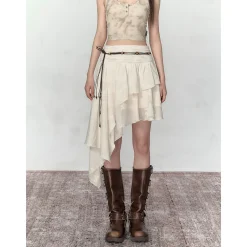 Via Pitti Heavy Rose Irregular Patchwork Skirt