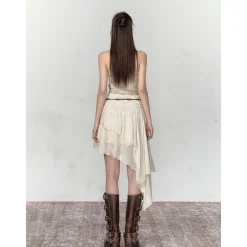 Via Pitti Heavy Rose Irregular Patchwork Skirt