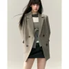 Via Pitti Heavy Rose Rivet Loose Thicken Tweed Blazer